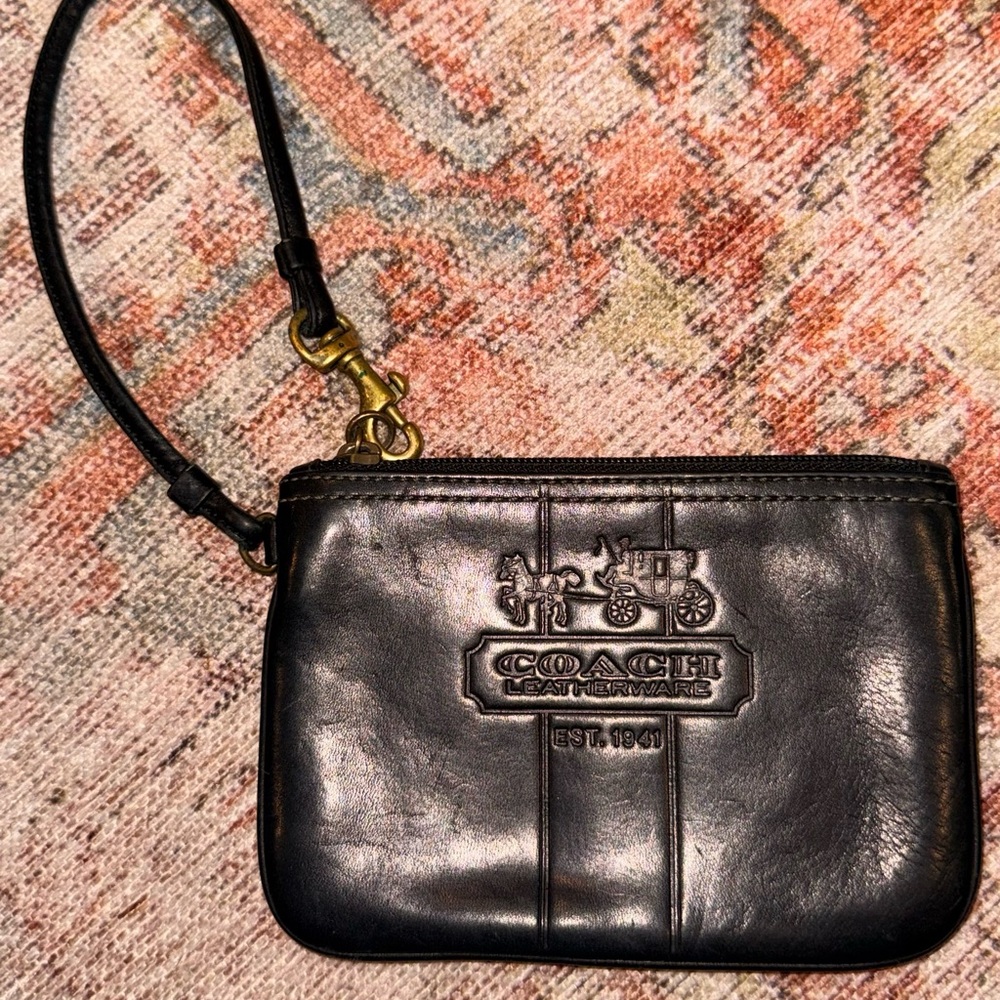 Coach Leatherware Vintage Black Leather Wristlet - Picture 4 of 8